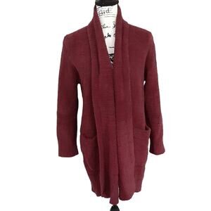 Barefoot Dreams Cozy Chic Cali Cardi Maroon Red Cardigan Sweater Womens M
